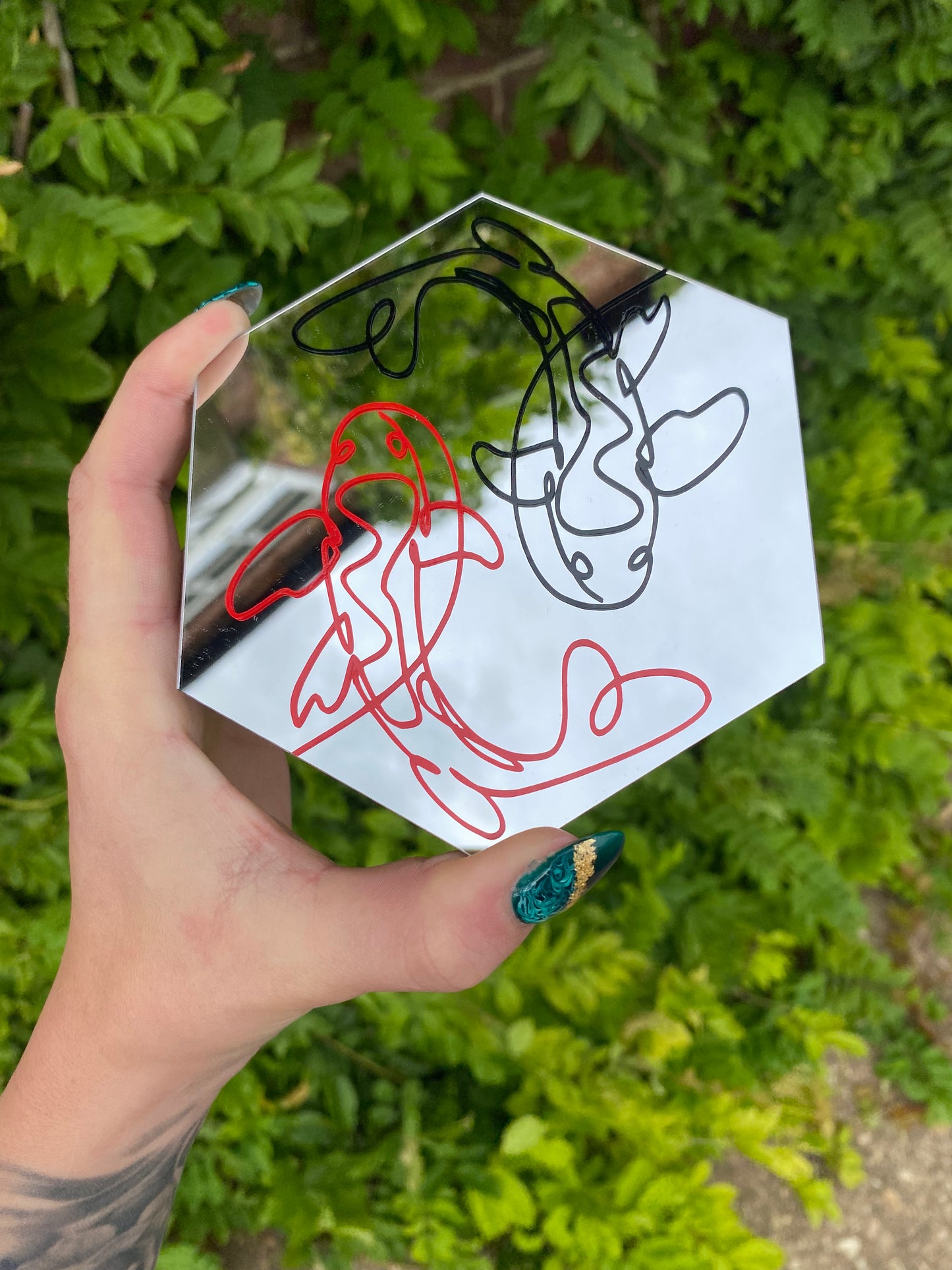 Two-tone Koi Hexagon Mirror