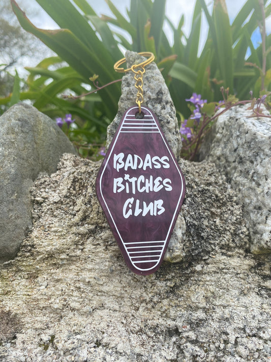 “Badass Bitches Club” Motel Style Keyring