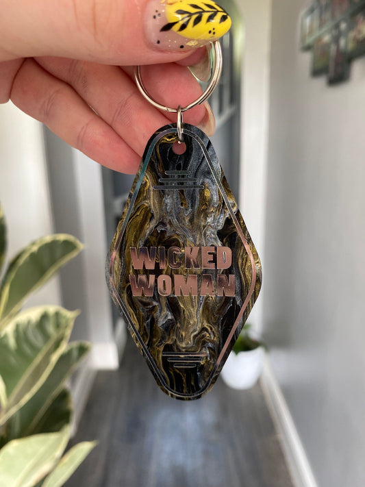 “Wicked Woman” Motel Style Keyring