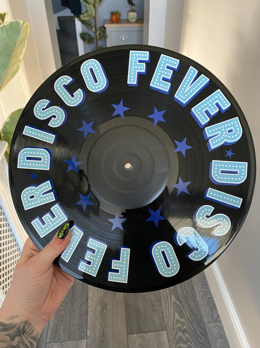 DISCO FEVER Blue 12” Upcycled Vinyl Record