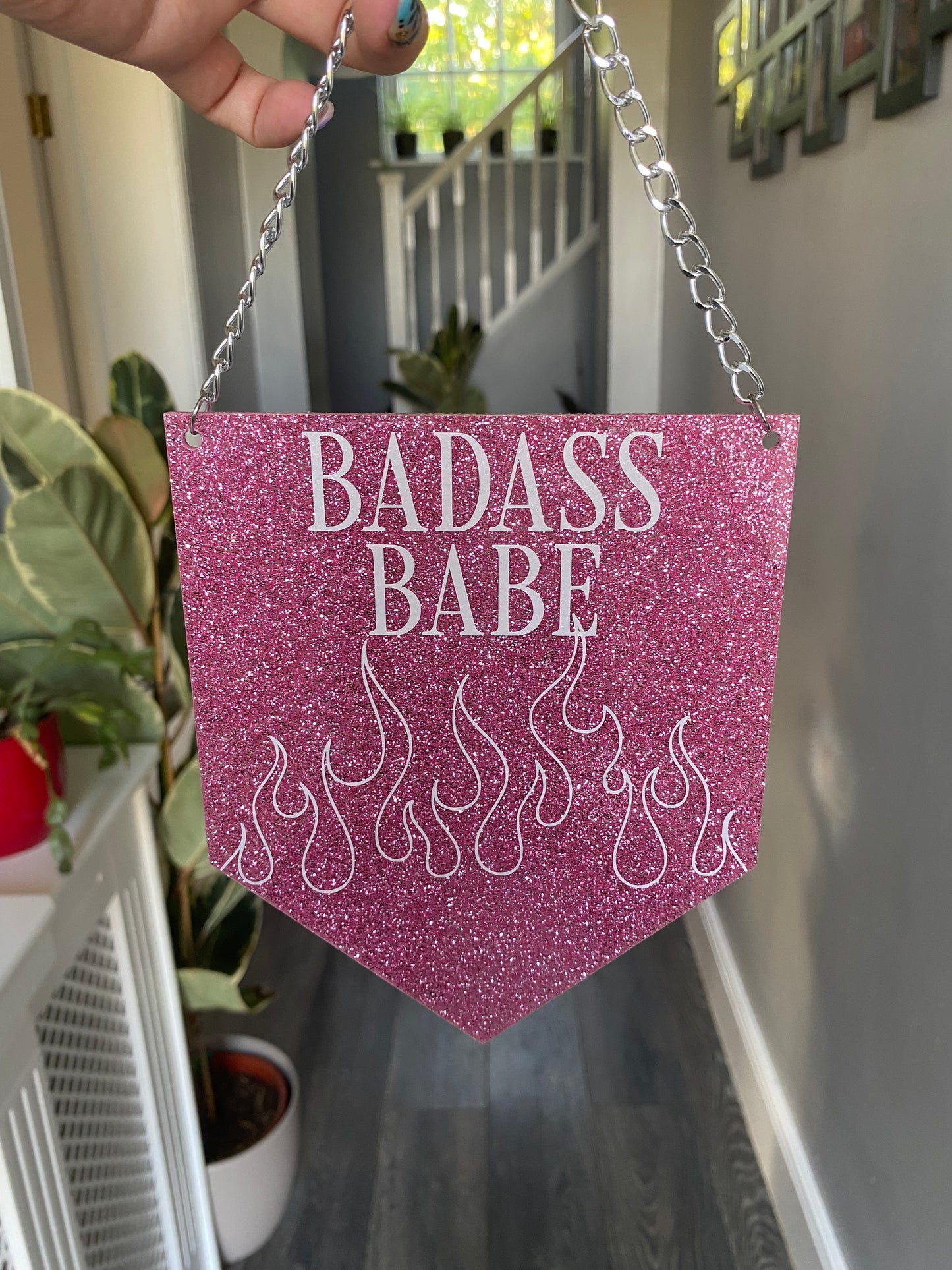 Badass Babe Glitter Acrylic Pennant