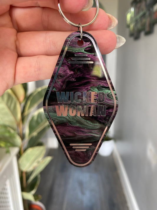 “Wicked Woman” Motel Style Keyring