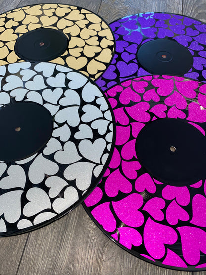 Shimmer Hearts 12” Upcycled Vinyl Record