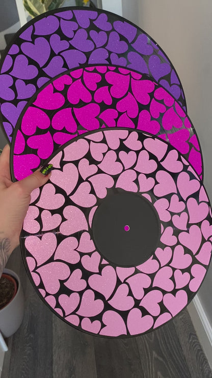 Shimmer Hearts 12” Upcycled Vinyl Record