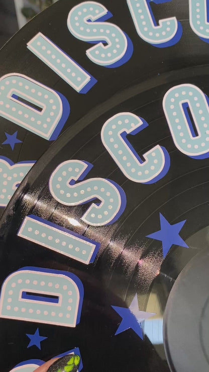 DISCO FEVER Blue 12” Upcycled Vinyl Record