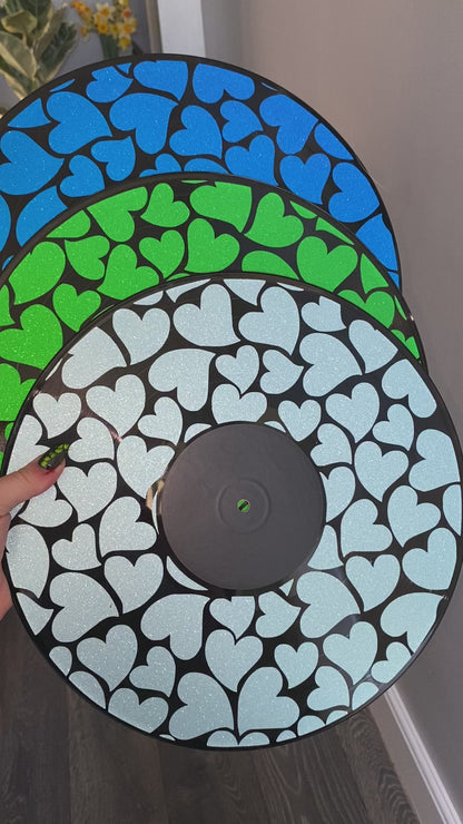 Shimmer Hearts 12” Upcycled Vinyl Record